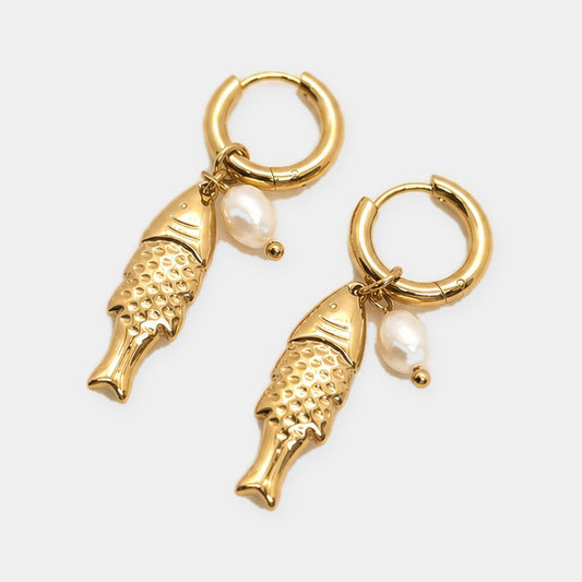 Pearl Hoop Earrings Gold Tone Everyday Wear