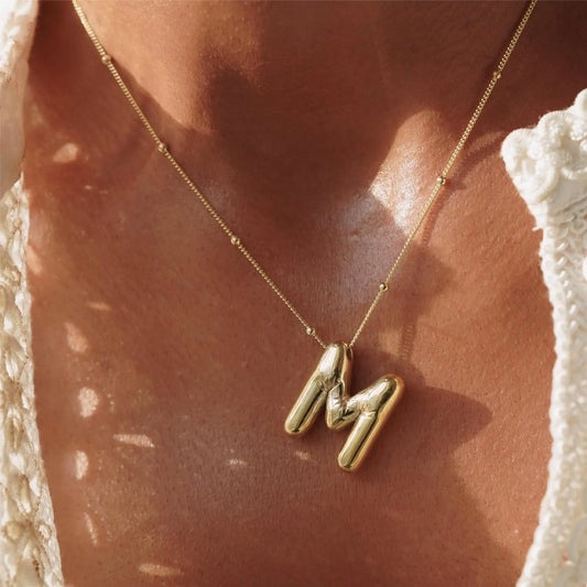 Initial Letter Pendant Necklace Gold Tone Gift