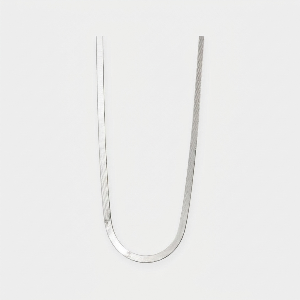 Herringbone Chain Necklace Flat Gold Tone