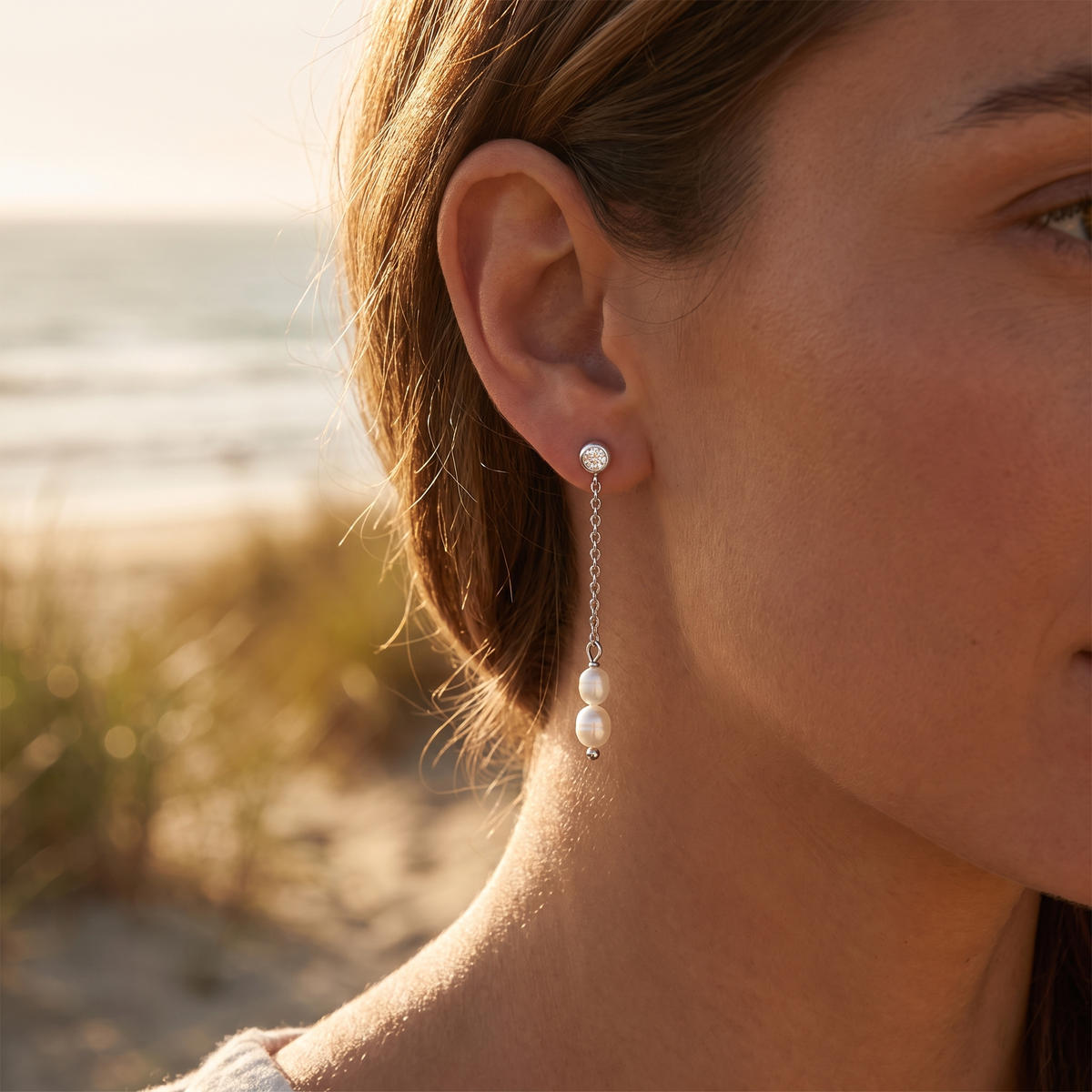 Mykonos Threader Earrings Silver lifestyle
