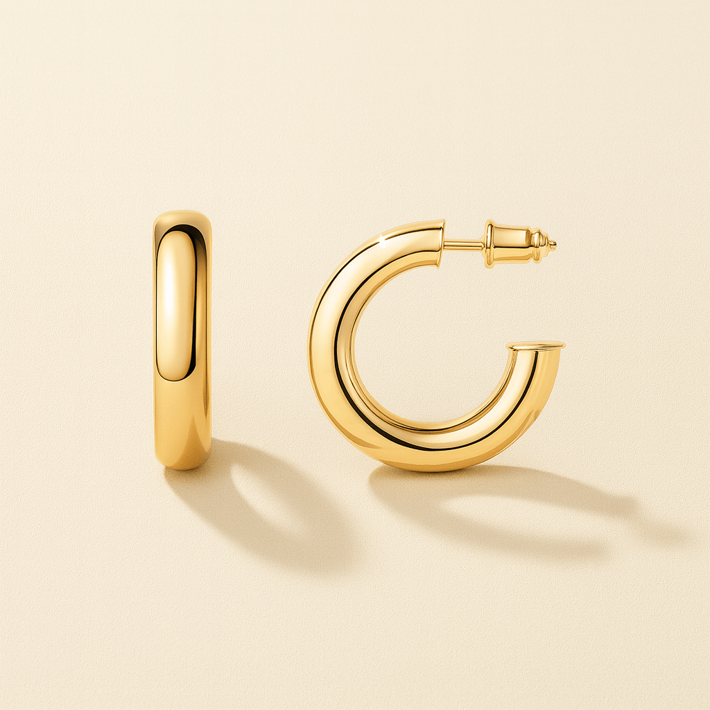 Chunky Hoop Earrings Bold Gold Tone Party