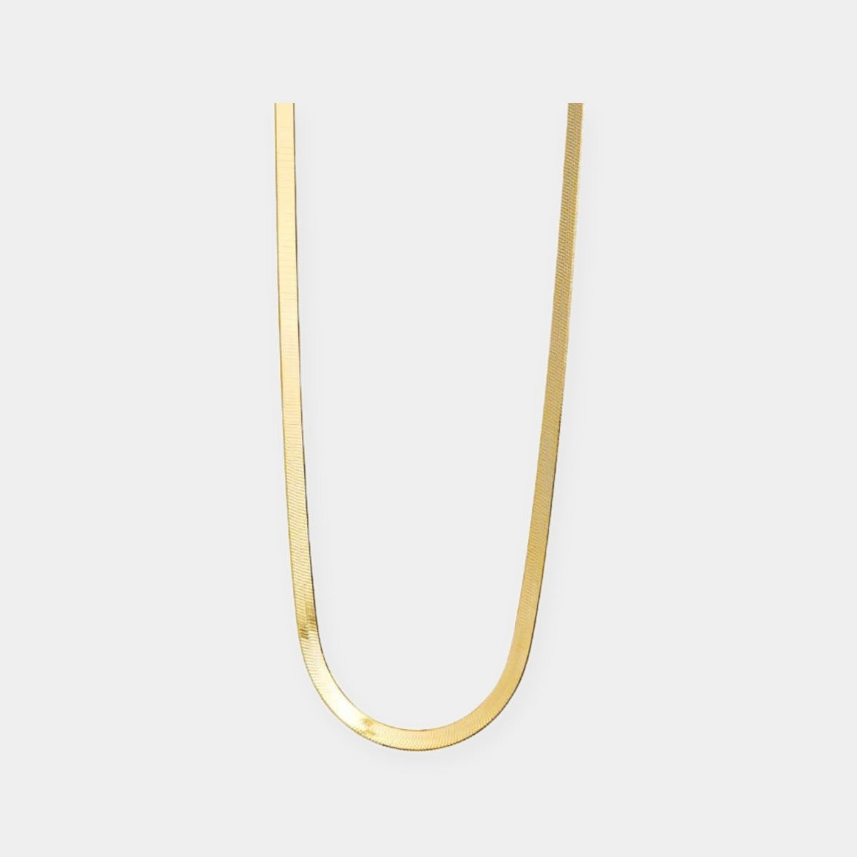 Herringbone Chain Necklace Flat Gold Tone