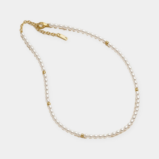 Freshwater Pearl Choker Necklace Gold Tone