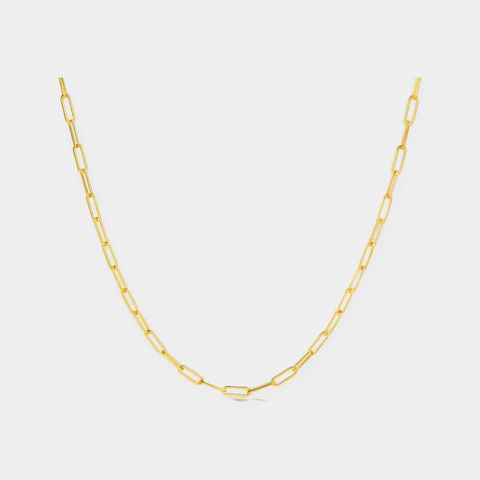 Paperclip Chain Necklace Gold Tone Layering