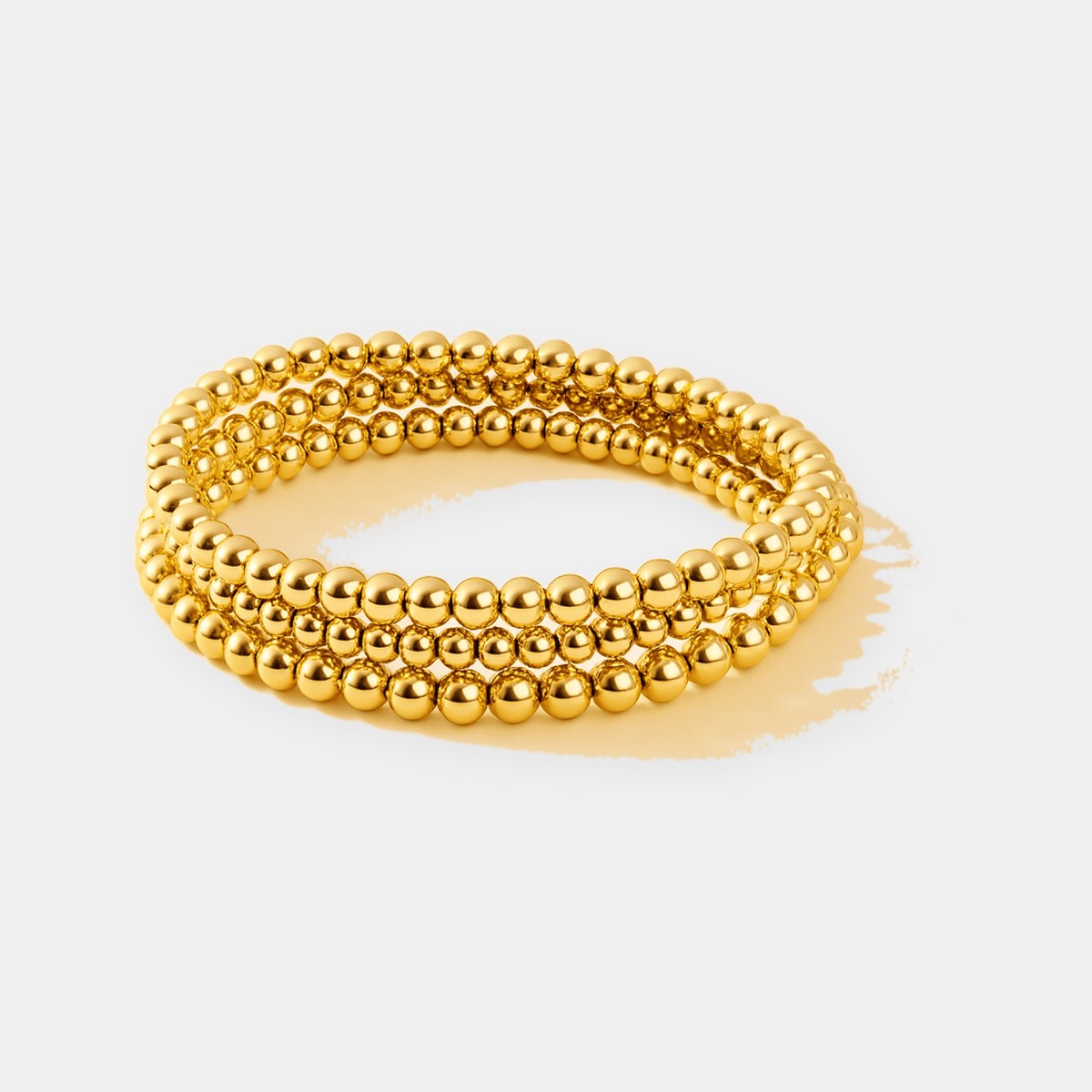 Beaded Stretch Bracelet Gold Tone Stacking
