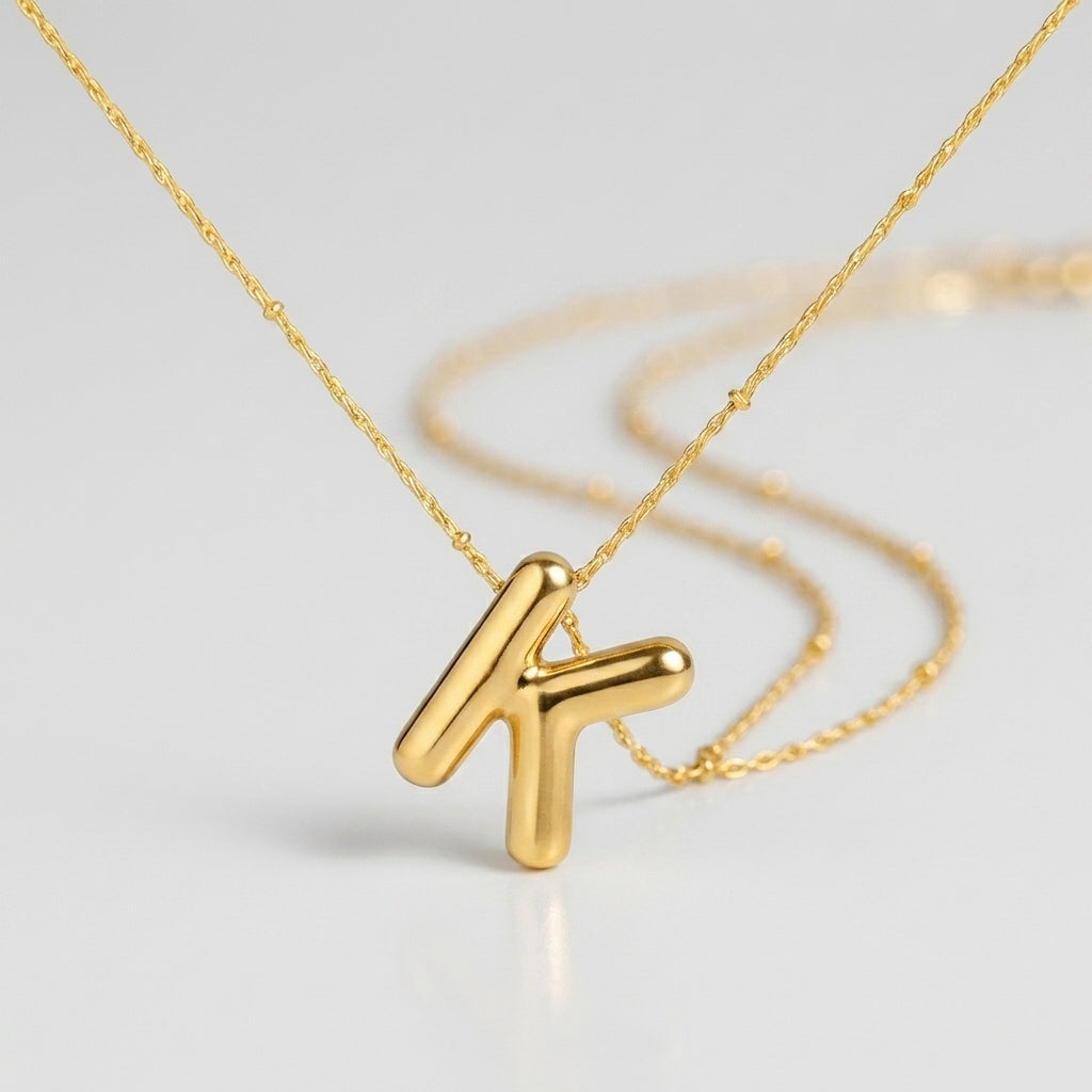 Initial Letter Pendant Necklace Gold Tone Gift