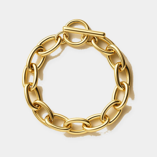 Chunky Chain Bracelet Bold Gold Tone Party