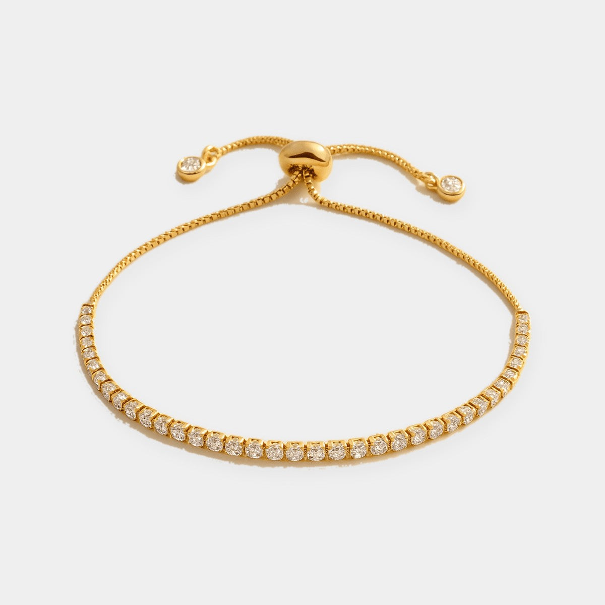 Adjustable Tennis Bracelet Crystal Silver Tone