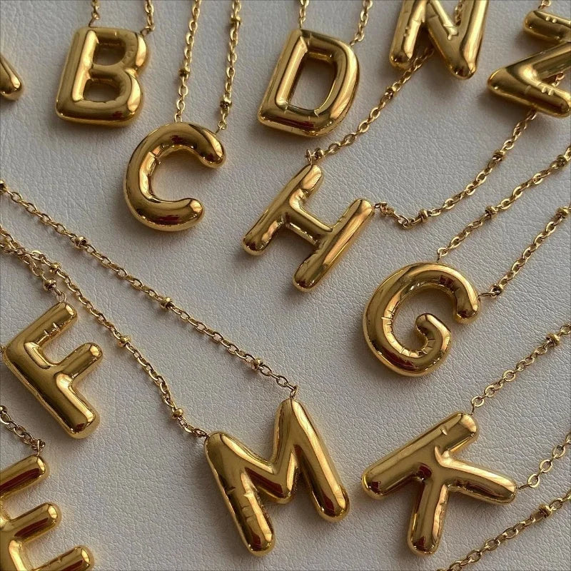 Initial Letter Pendant Necklace Gold Tone Gift