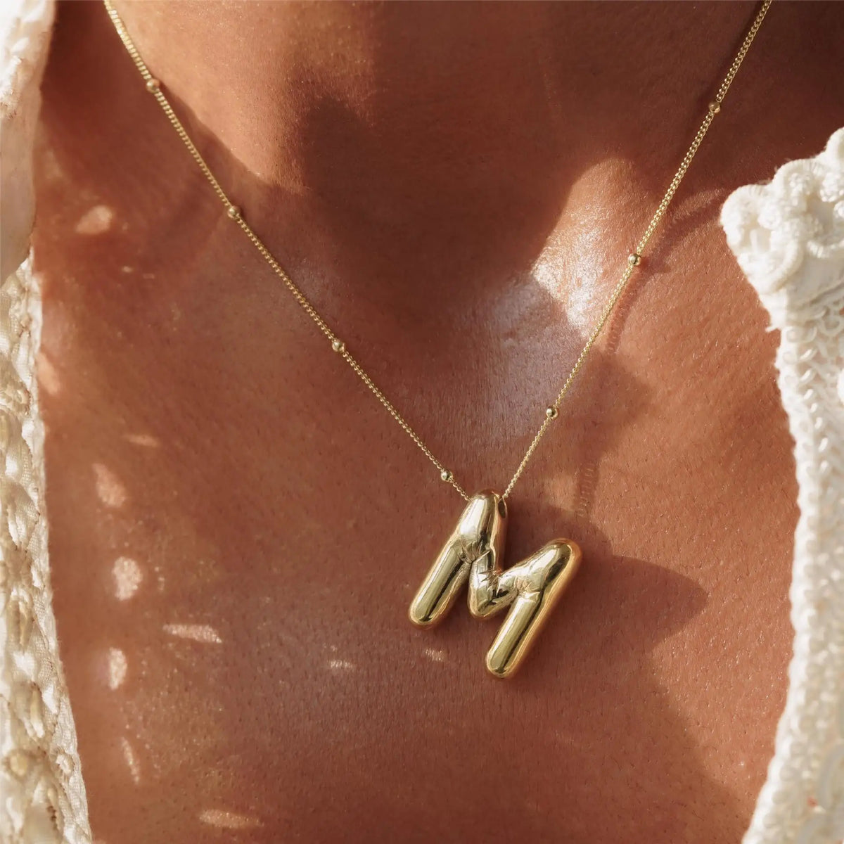 Initial Letter Pendant Necklace Gold Tone Gift