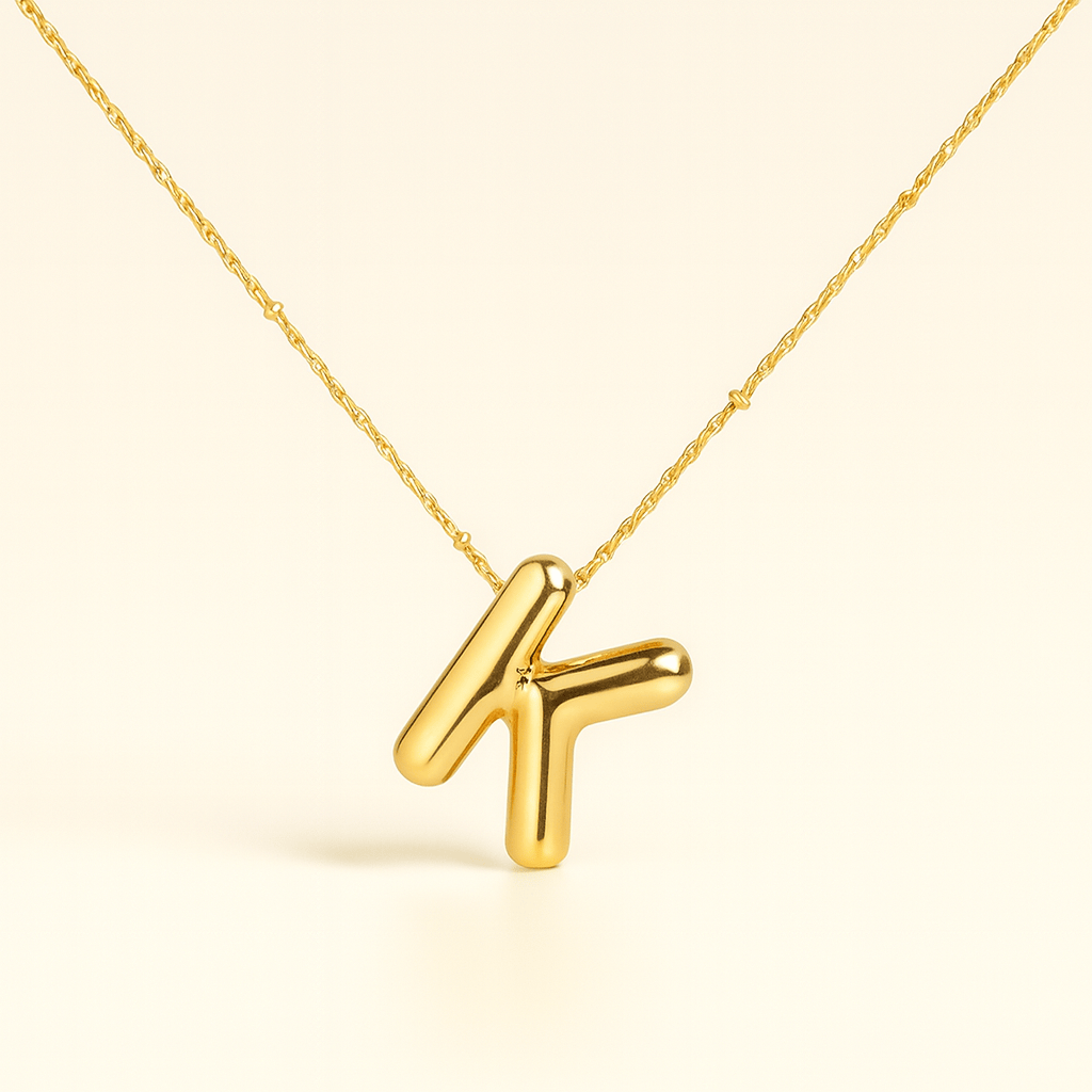 Initial Letter Pendant Necklace Gold Tone Gift