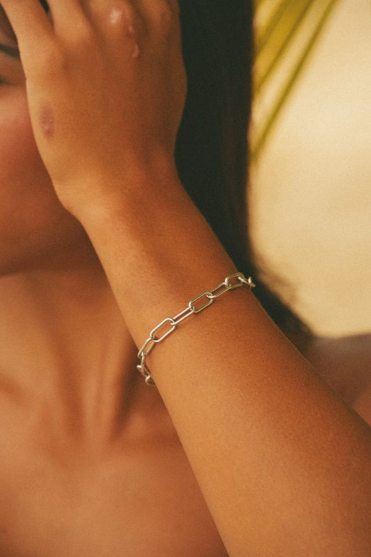 Paperclip Chain Bracelet Gold Tone Stacking