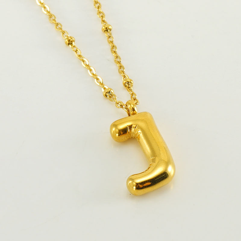 Initial Letter Pendant Necklace Gold Tone Gift