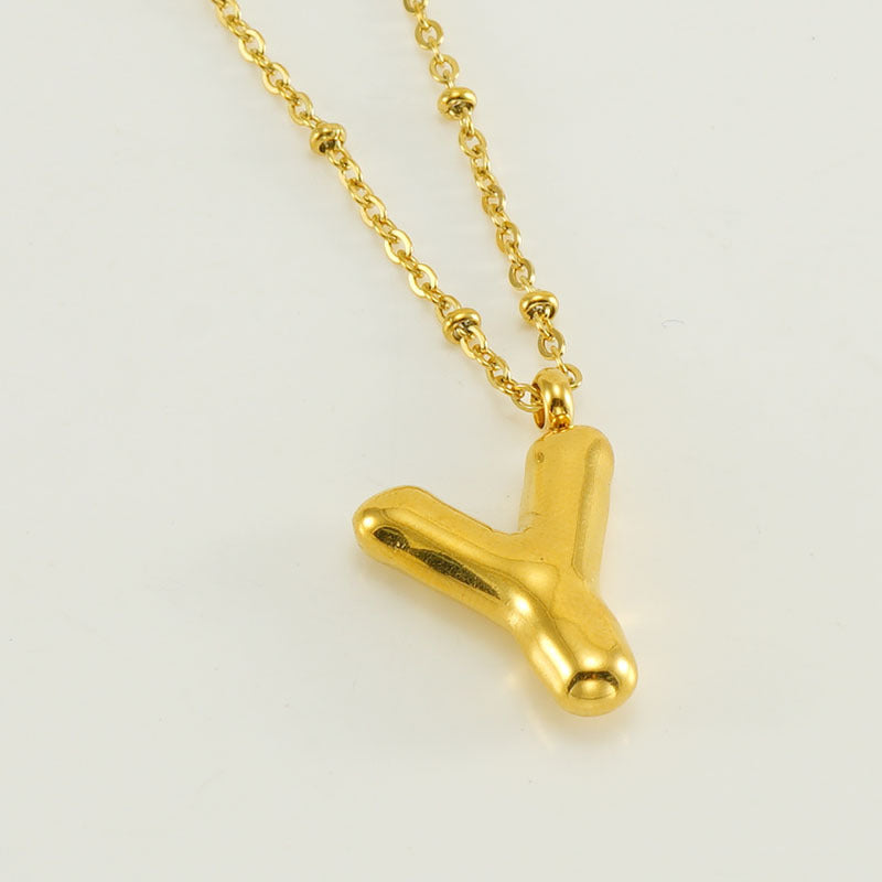 Initial Letter Pendant Necklace Gold Tone Gift