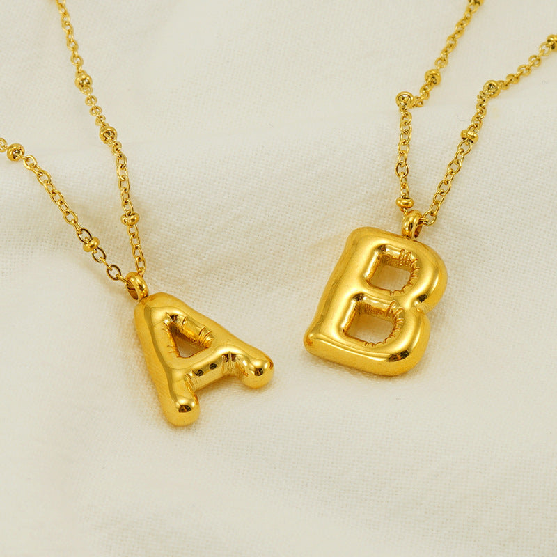 Initial Letter Pendant Necklace Gold Tone Gift