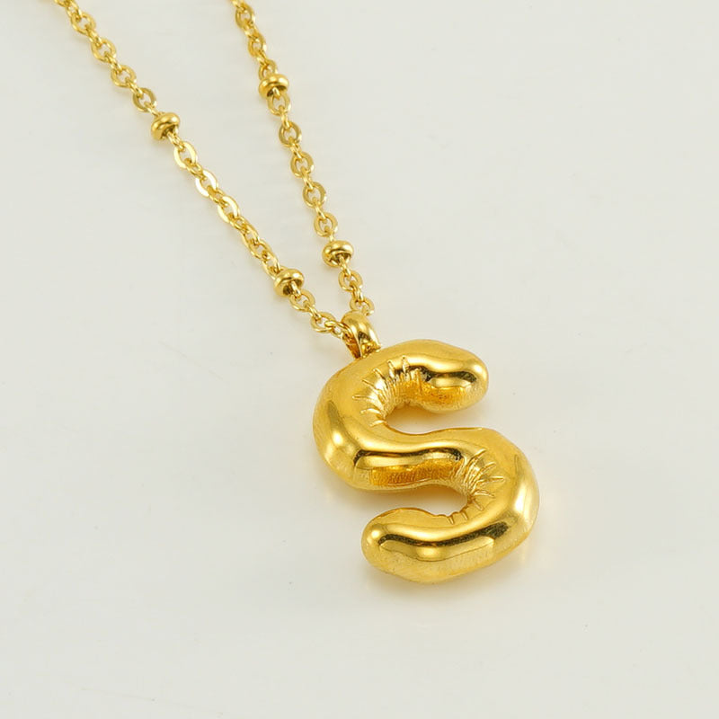 Initial Letter Pendant Necklace Gold Tone Gift