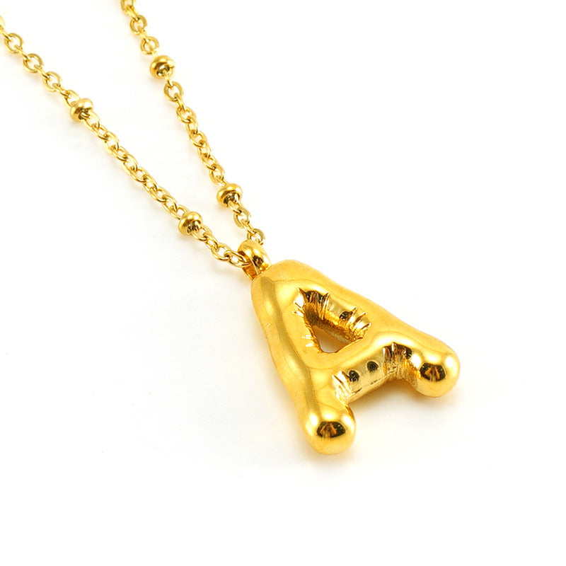 Initial Letter Pendant Necklace Gold Tone Gift