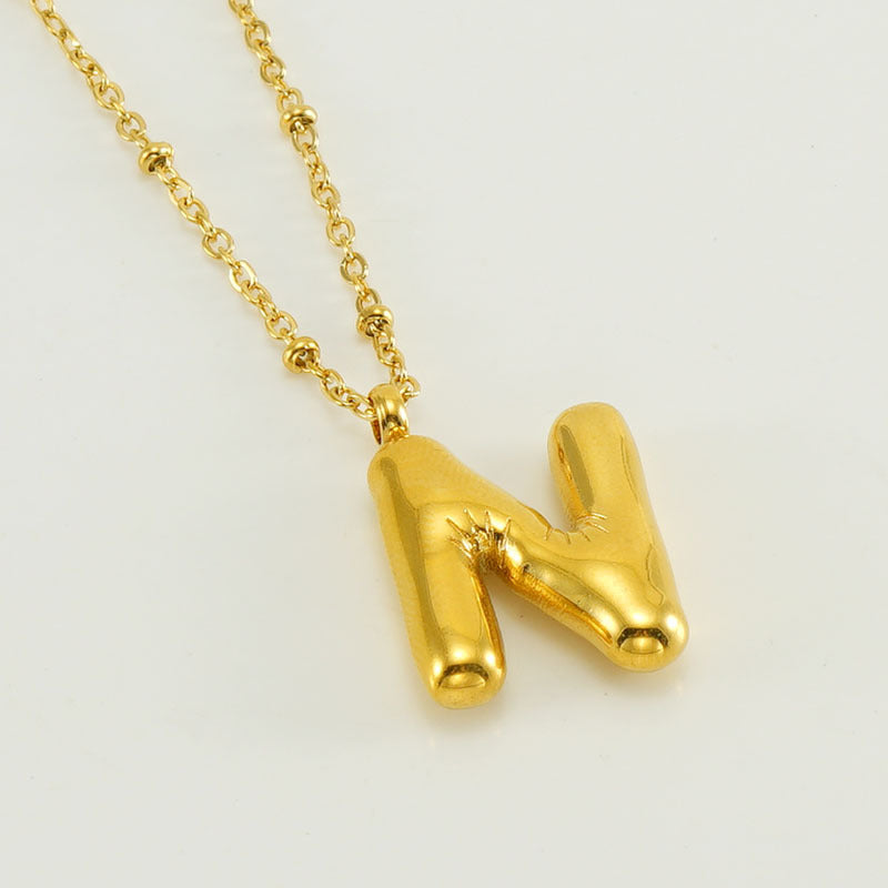 Initial Letter Pendant Necklace Gold Tone Gift
