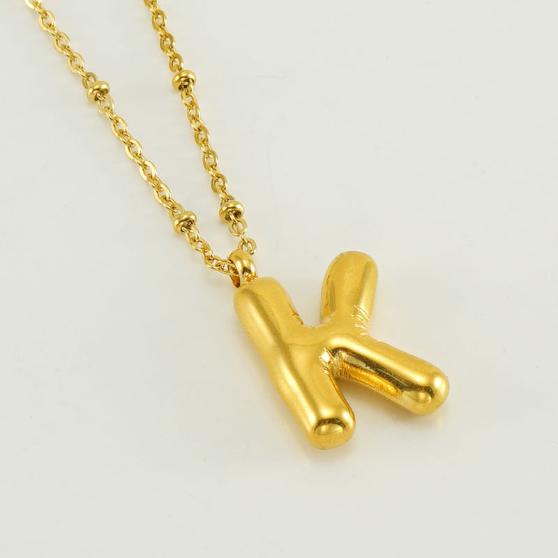 Initial Letter Pendant Necklace Gold Tone Gift