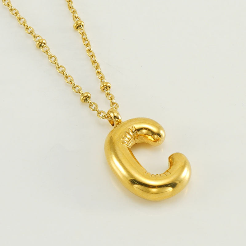 Initial Letter Pendant Necklace Gold Tone Gift