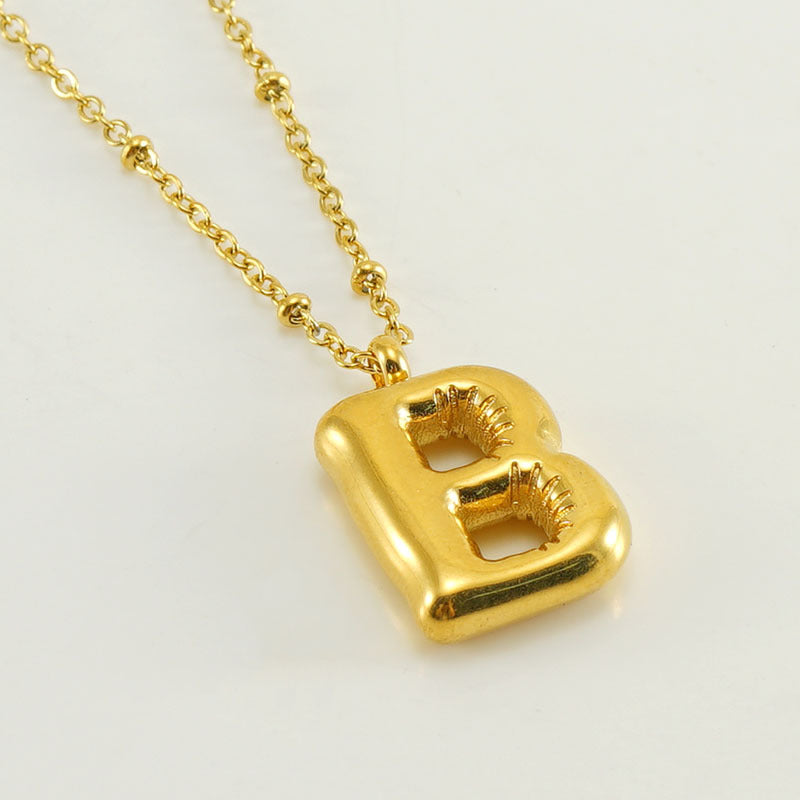 Initial Letter Pendant Necklace Gold Tone Gift