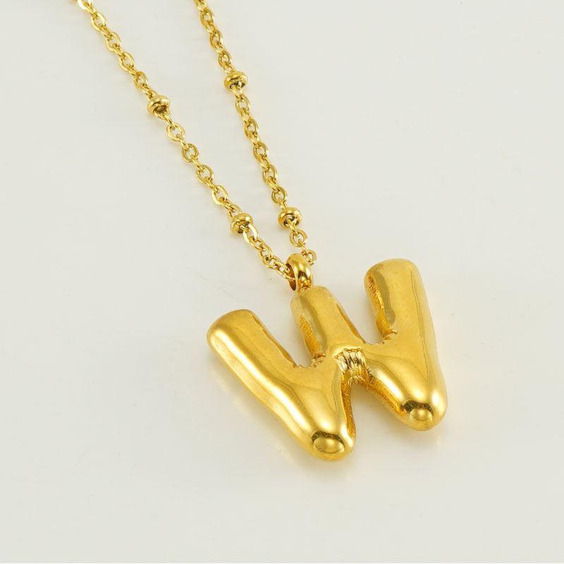 Initial Letter Pendant Necklace Gold Tone Gift