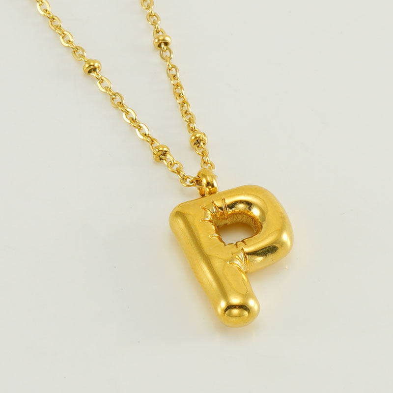 Initial Letter Pendant Necklace Gold Tone Gift