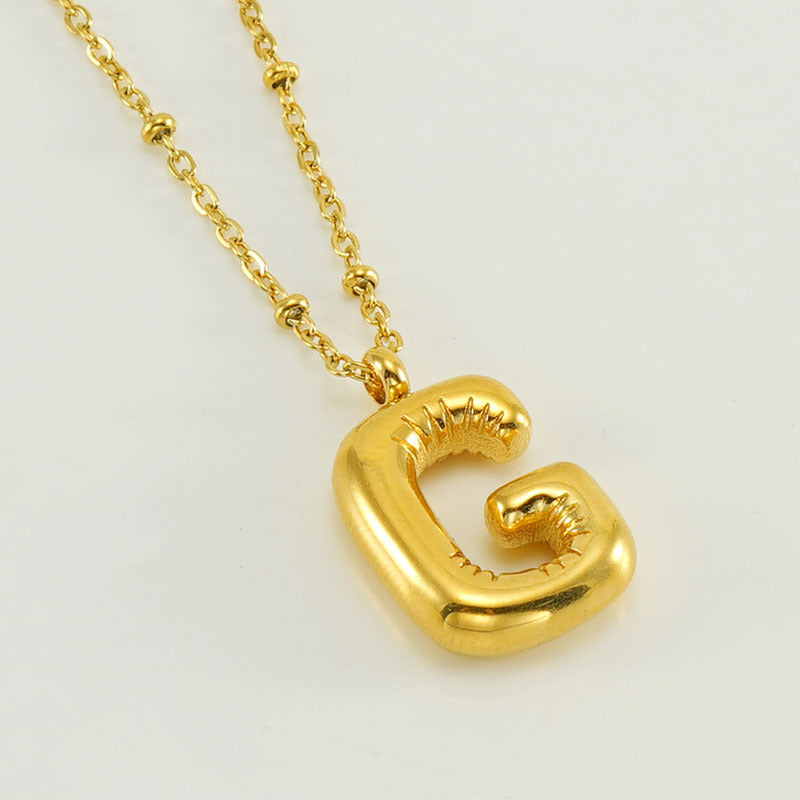 Initial Letter Pendant Necklace Gold Tone Gift