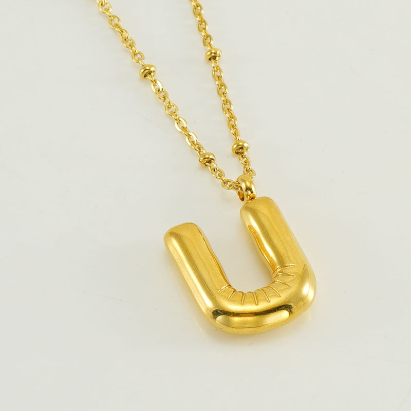 Initial Letter Pendant Necklace Gold Tone Gift