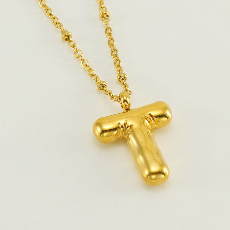Initial Letter Pendant Necklace Gold Tone Gift