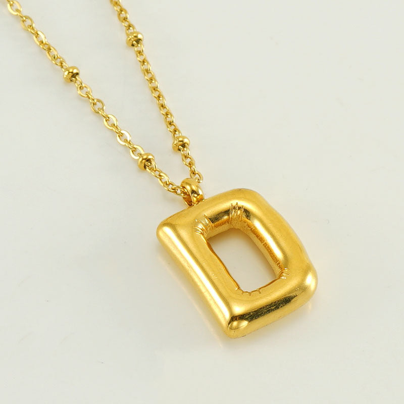 Initial Letter Pendant Necklace Gold Tone Gift