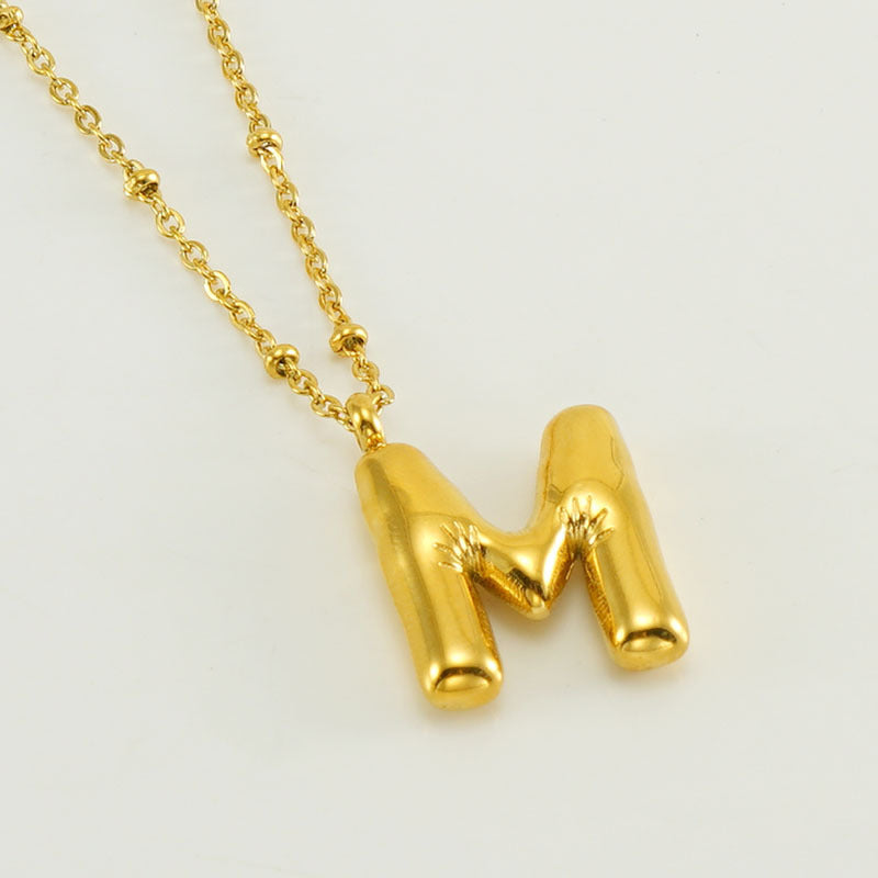 Initial Letter Pendant Necklace Gold Tone Gift