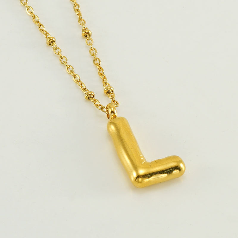 Initial Letter Pendant Necklace Gold Tone Gift