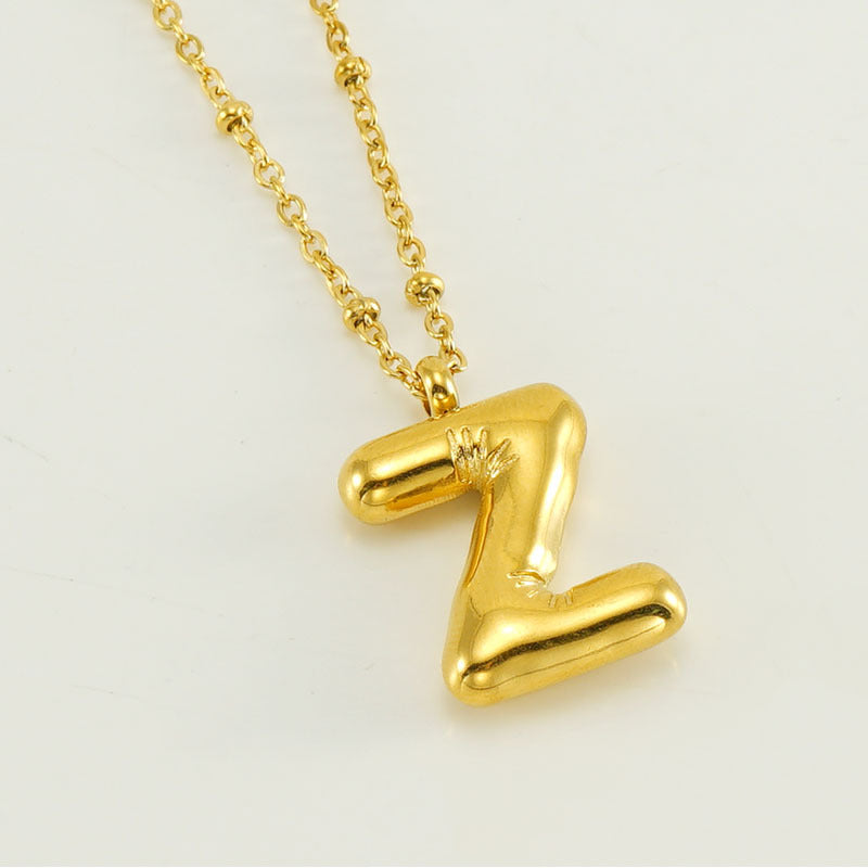 Initial Letter Pendant Necklace Gold Tone Gift