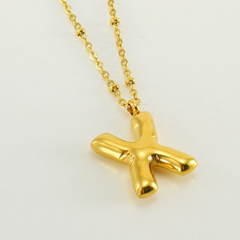Initial Letter Pendant Necklace Gold Tone Gift