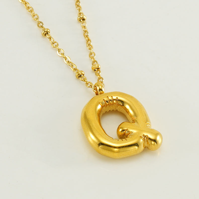 Initial Letter Pendant Necklace Gold Tone Gift