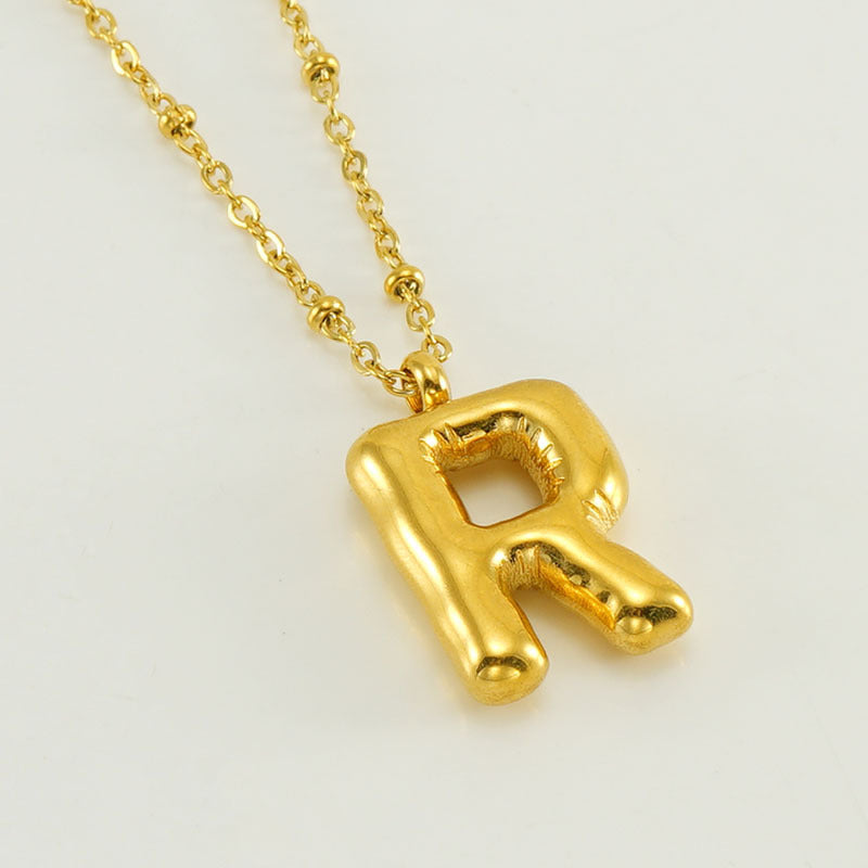 Initial Letter Pendant Necklace Gold Tone Gift