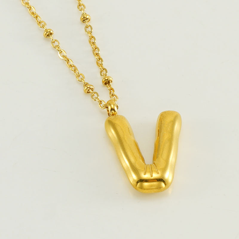 Initial Letter Pendant Necklace Gold Tone Gift
