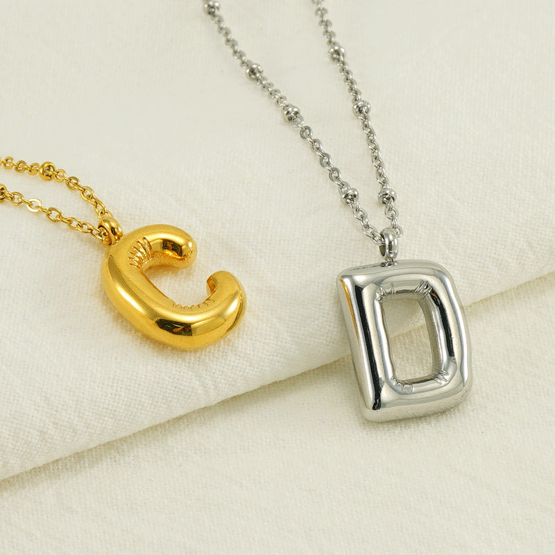 Initial Letter Pendant Necklace Gold Tone Gift