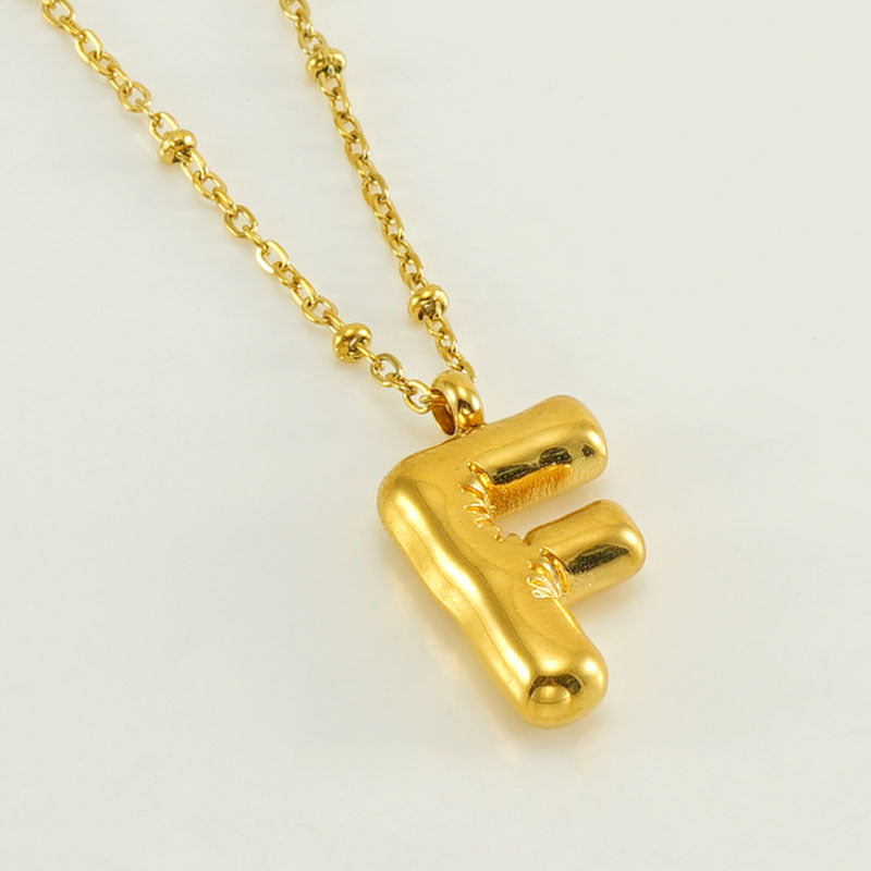 Initial Letter Pendant Necklace Gold Tone Gift