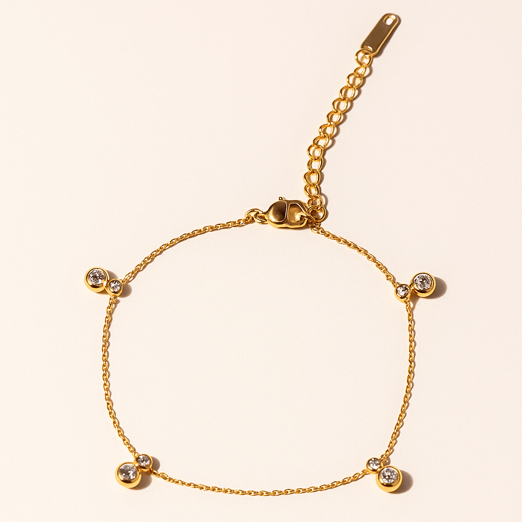 Crystal Anklet Gold Tone Sparkle Summer