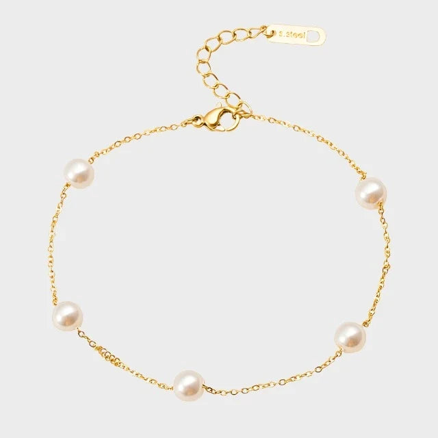 Pearl Anklet Gold Tone Summer Beach Wear