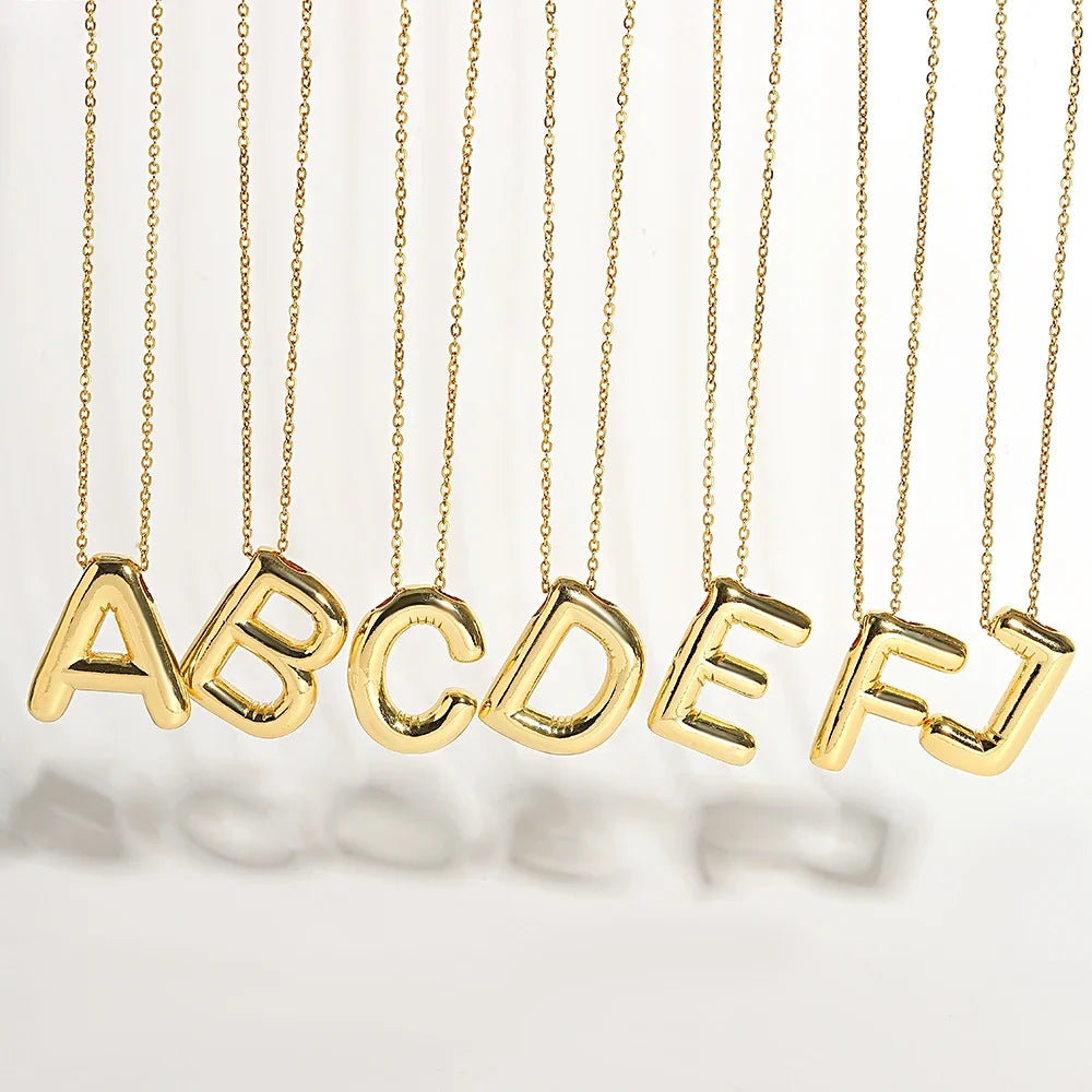 Initial Letter Pendant Necklace Gold Tone Gift