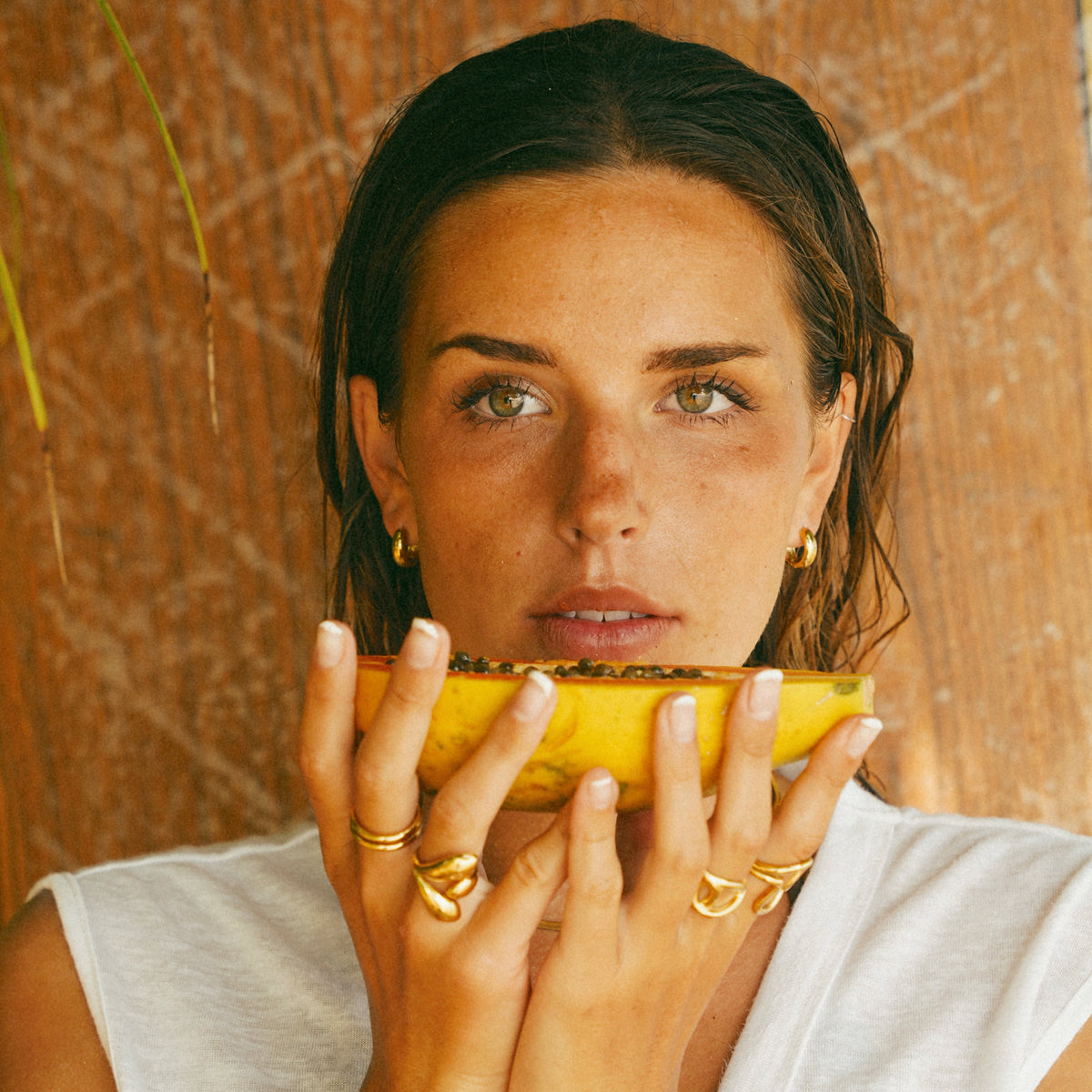 Small Huggie Hoop Earrings Gold Tone Everyday