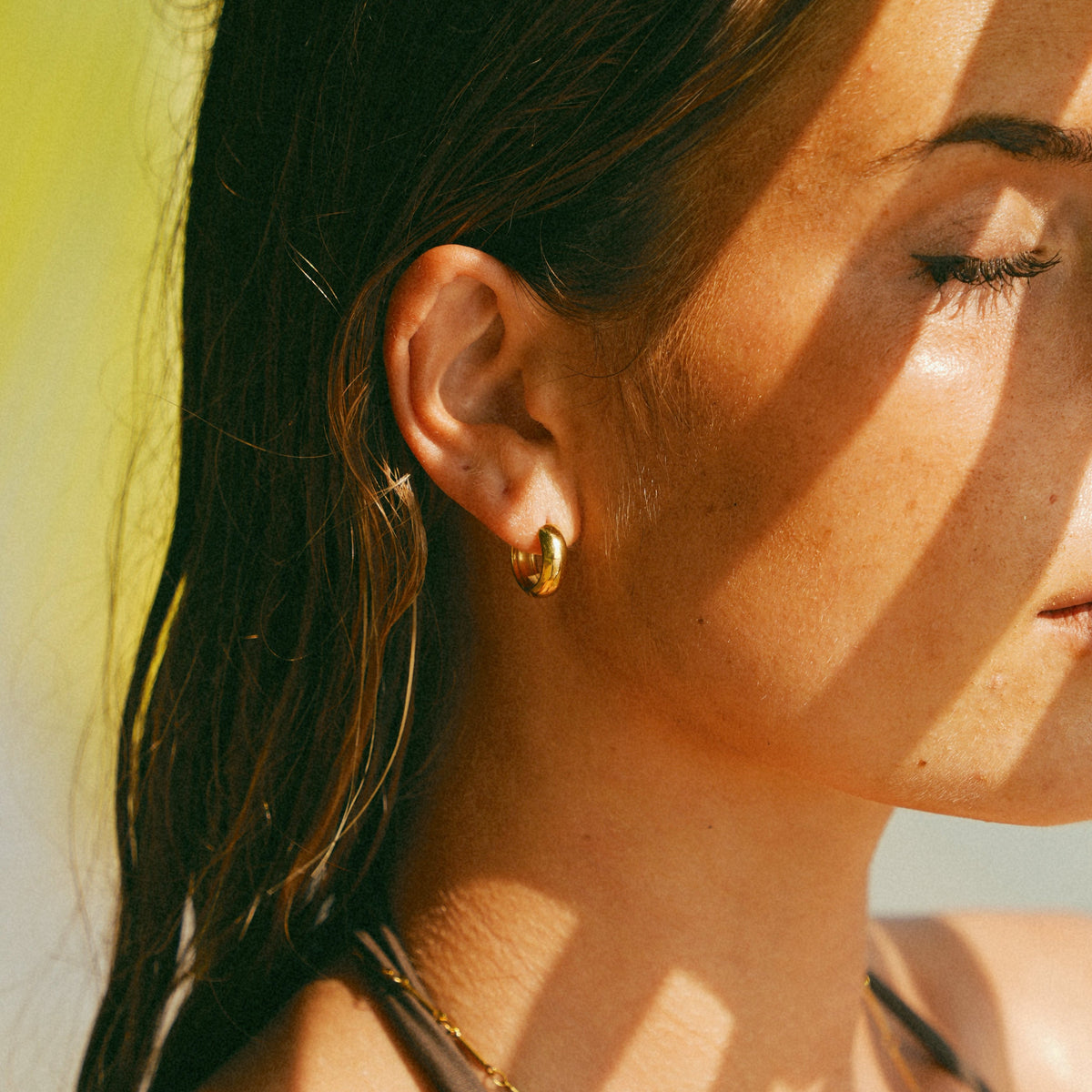 Small Huggie Hoop Earrings Gold Tone Everyday