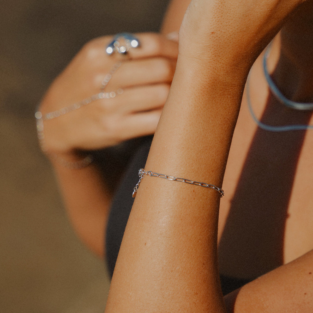 Paperclip Chain Bracelet Gold Tone Stacking