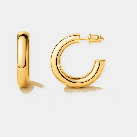 Chunky Hoop Earrings Bold Gold Tone Party