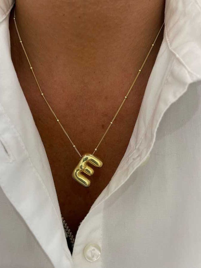 Initial Letter Pendant Necklace Gold Tone Gift