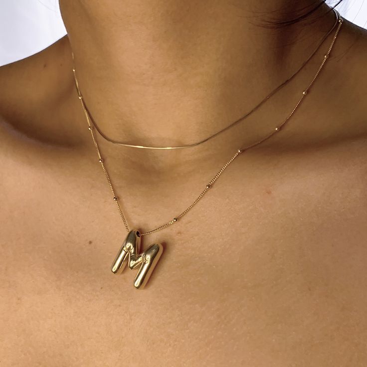 Initial Letter Pendant Necklace Gold Tone Gift