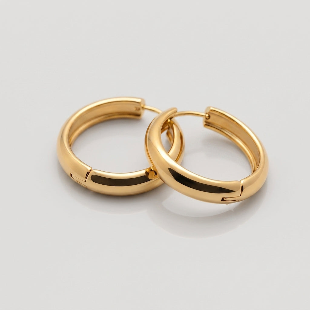 Hoop Earrings Gold Tone Six Sizes Everyday